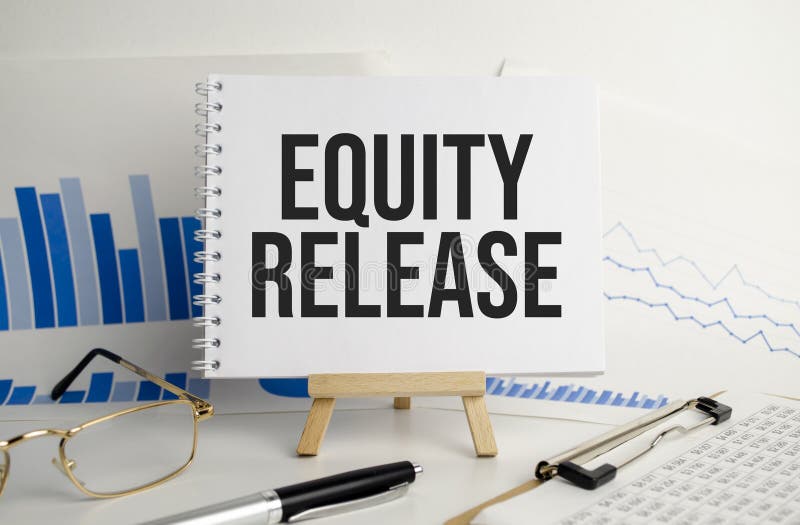 EQUITY RELEASE Inscription on the Screen Stock Photo Image of design
