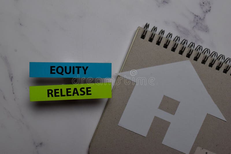 EQUITY RELEASE Inscription on the Screen Stock Photo Image of design
