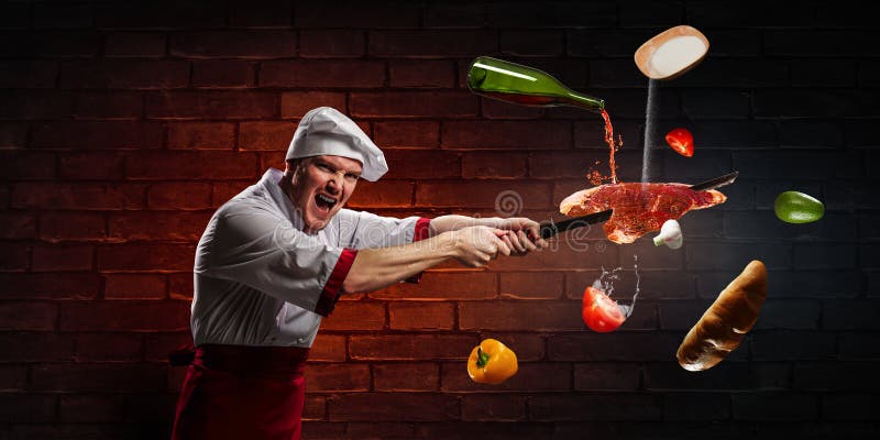 Er ist verrückt nach Kochen Mischmedien stockfotografie