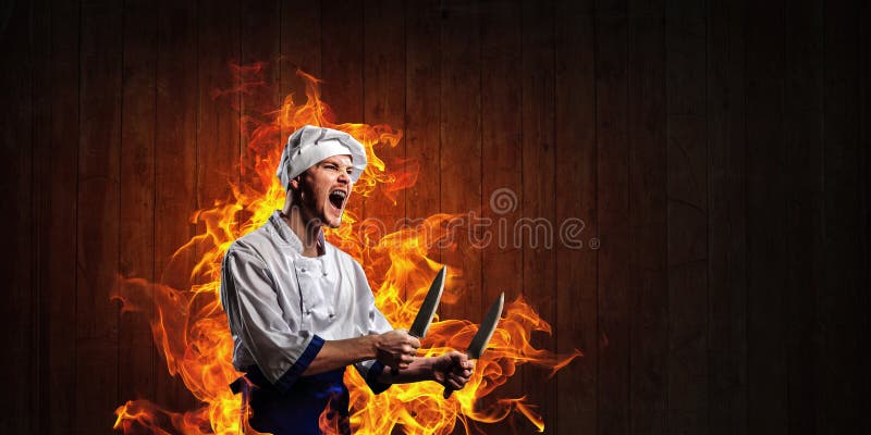 Er ist über das Kochen verrückt Gemischte Medien lizenzfreie stockfotografie