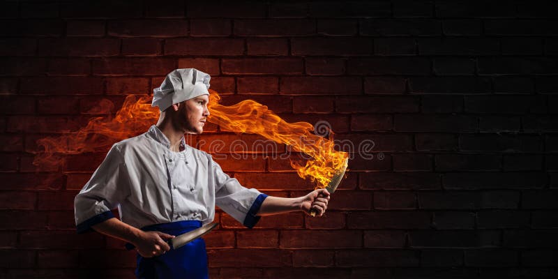 Er ist über das Kochen verrückt Gemischte Medien lizenzfreies stockbild
