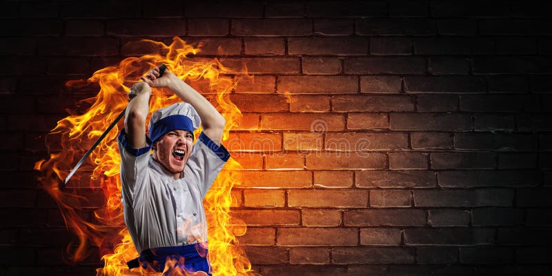Er ist über das Kochen verrückt Gemischte Medien lizenzfreies stockfoto