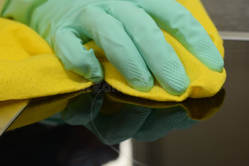 Cooking Glass Cleaning Hand in Rubber Gloves Stock Image Image of utensils, modern 162476667