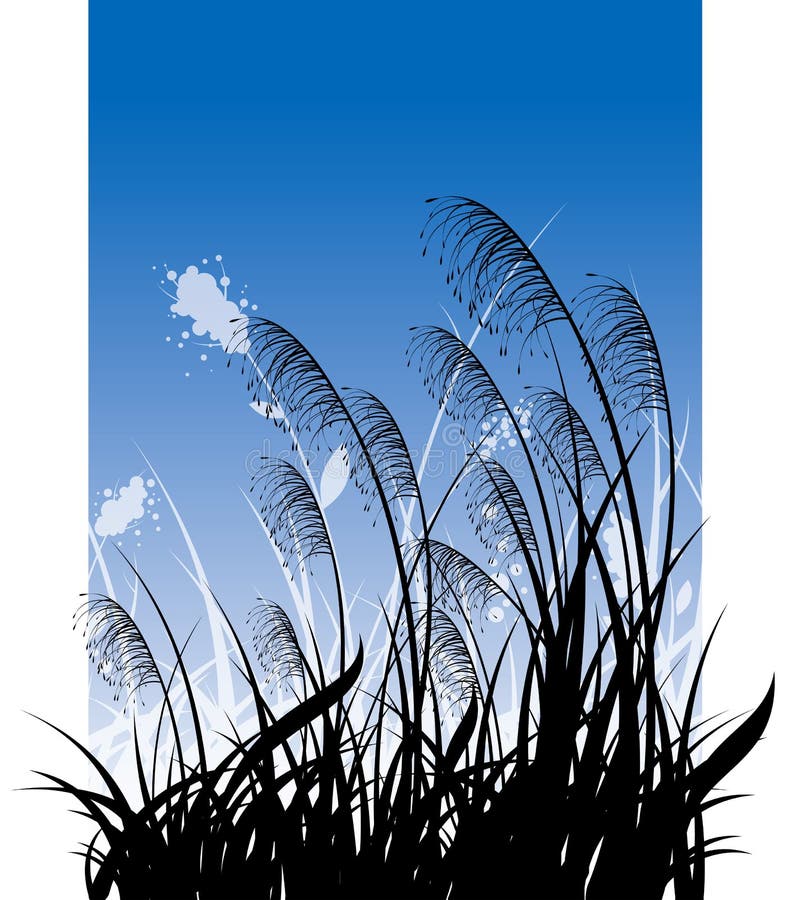 Erba su cielo blu illustrazione vettoriale Erba su cielo blu illustrazione vettoriale