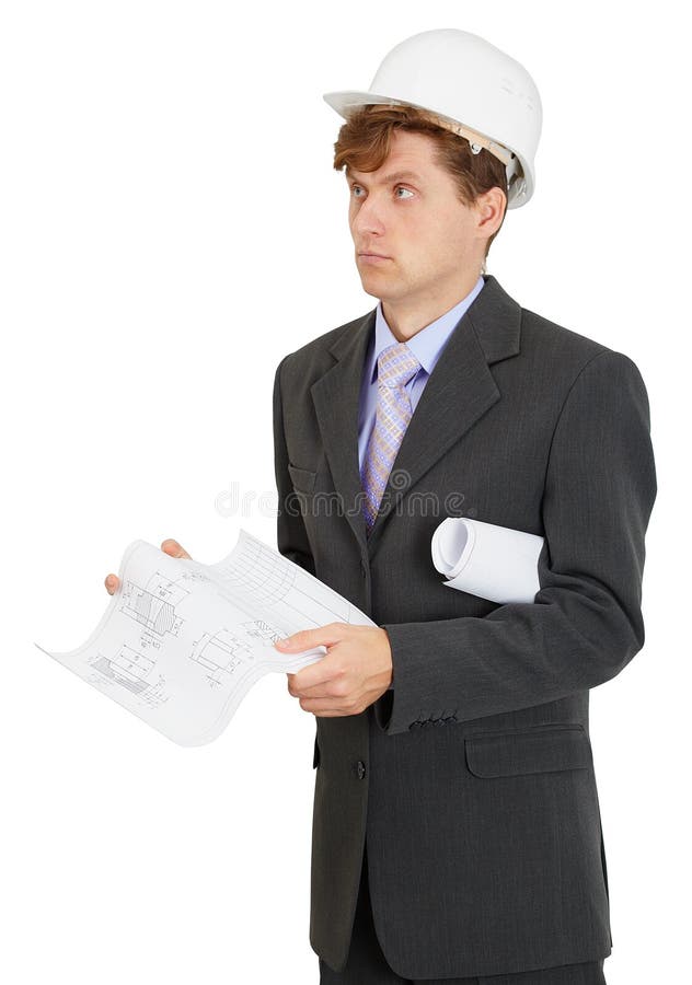 Erbauer - Ingenieur erwägt Projekt stockfotografie Erbauer - Ingenieur erwägt Projekt stockfotografie