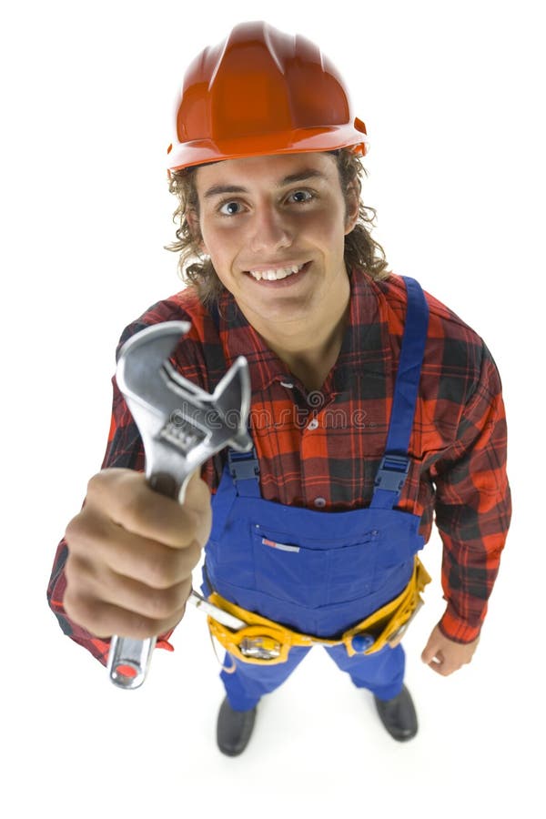 Erbauer mit justierbarem Schlüssel stockfotografie Erbauer mit justierbarem Schlüssel stockfotografie
