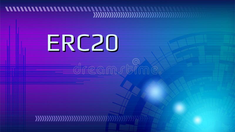 ERC20 Ethereum Request for Comments unique identifier of the Ethereum standard on abstract digital background. ERC20 tokens adopt vector illustration
