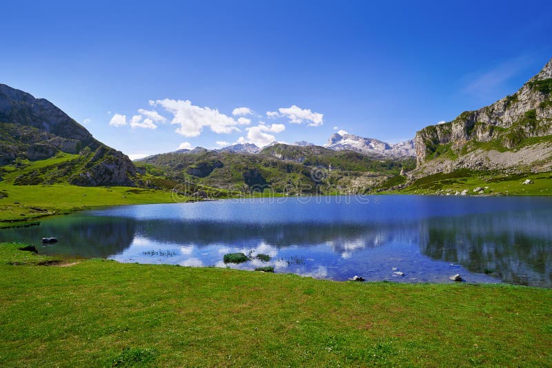 Ercina lake at Picos de Europa in Asturias Spain