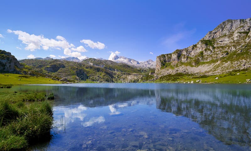 Ercina lake at Picos de Europa in Asturias Spain