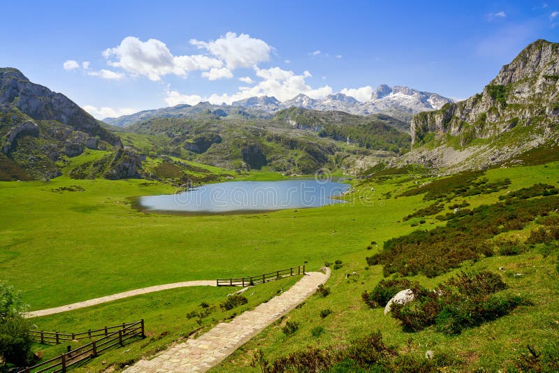 Ercina lake at Picos de Europa in Asturias Spain