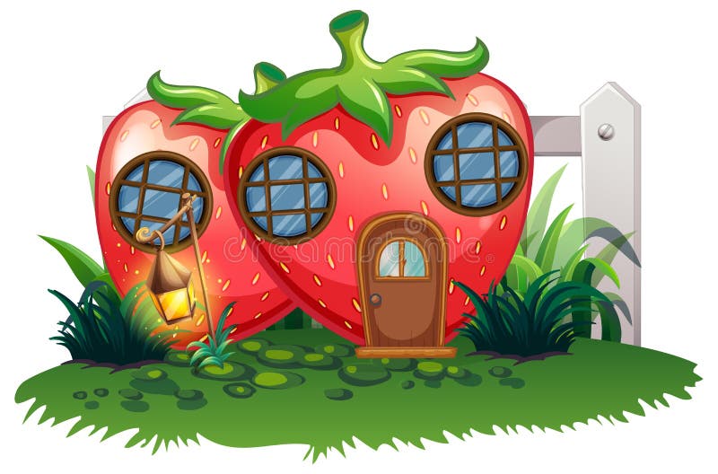 Erdbeerhaus im Garten lizenzfreie abbildung Erdbeerhaus im Garten lizenzfreie abbildung