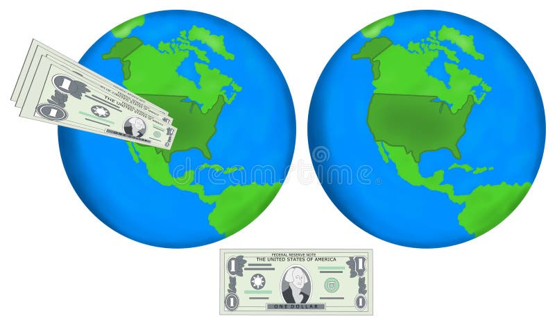 Erdkugeln und -dollar vektor abbildung Erdkugeln und -dollar vektor abbildung