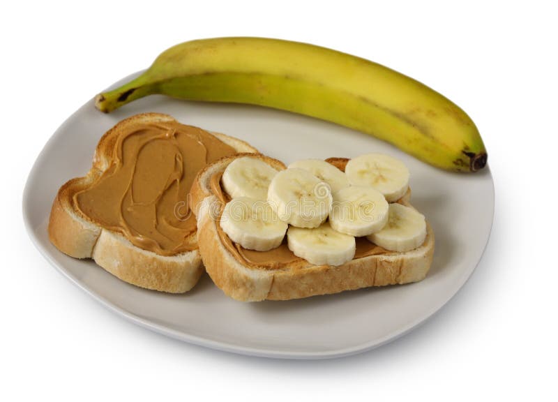 Toast Mit Erdnussbutter Und Banane Stockfoto - Bild von protein ...