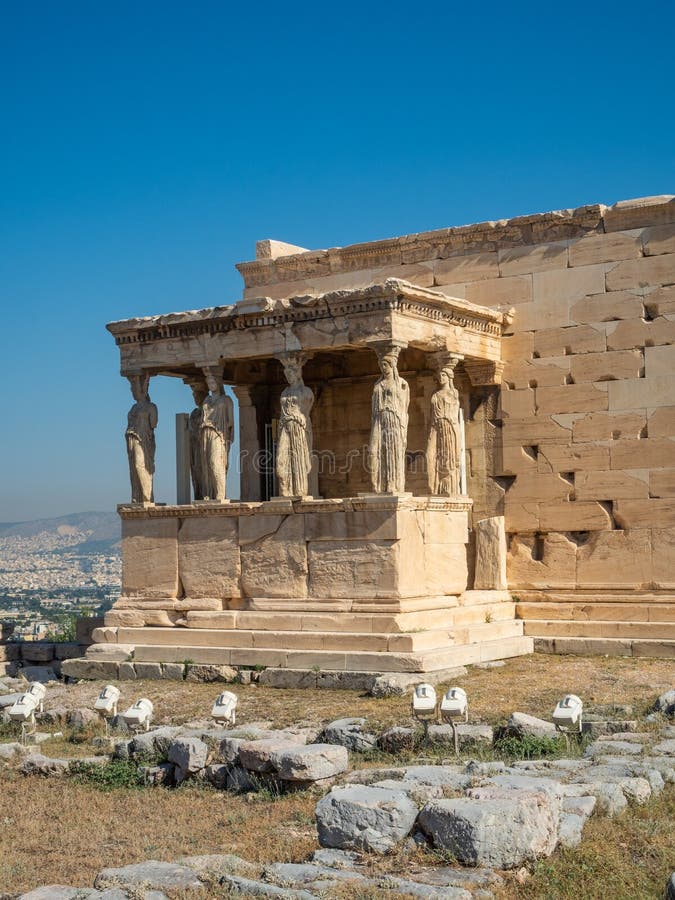 Erechtheion - an ancient Greek temple with a portico and six caryatids, built in honor of Athens and Poseidon, Greece stock photo Erechtheion - an ancient Greek temple with a portico and six caryatids, built in honor of Athens and Poseidon, Greece stock photo