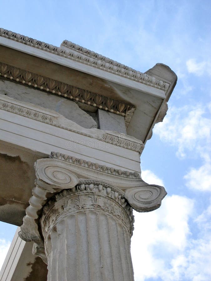 Ionian corner pillar of the erechtheum on the acropolis in Athens, Greece. Ionian corner pillar of the erechtheum on the acropolis in Athens, Greece