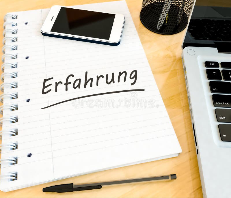 Erfahrung - german word for experience - handwritten text in a notebook on a desk - 3d render illustration. concept business customer education success idea technology icon solution internet life training service market help achievement advantage skills symbol knowledge learning development innovation vision experiment expert marketing motivation abstract style web communication sales relations solutions improvement commerce usability consumer communications rendering