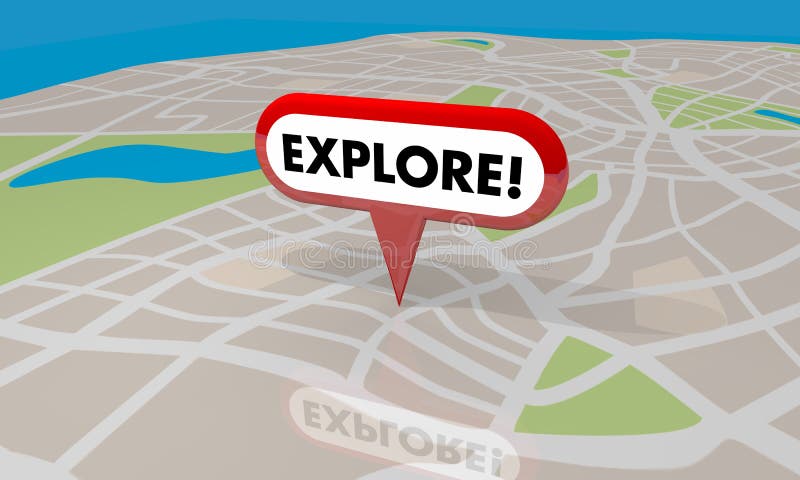 Erforschen Sie entdecken Abenteuerreisen-Stellen-Reise-Karte Pin Word 3d Illu