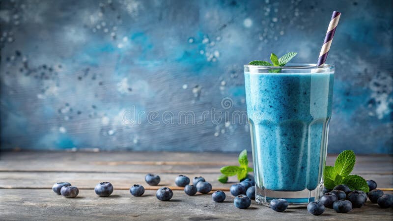 Erfrischend blauer Smoothie aus Glas mit frischen Beeren. Generative AI lizenzfreie abbildung
