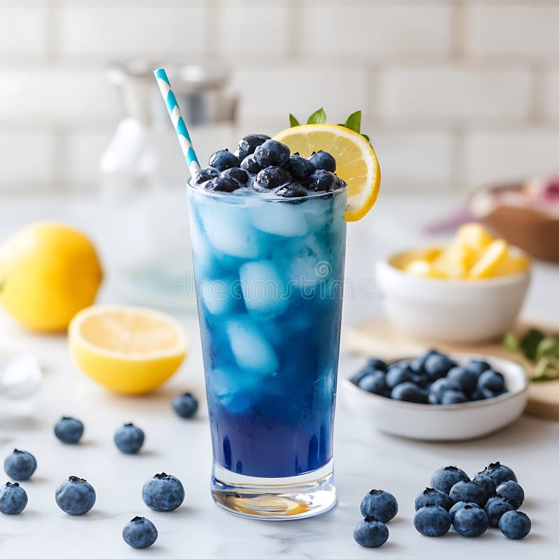 Erfrischende Blueberry Lemonade mit Ice und Lemon Slice vektor abbildung