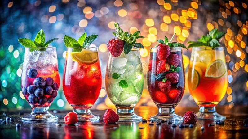 Erfrischende Cocktails mit Eis und Minze im Sommer. Generative AI vektor abbildung