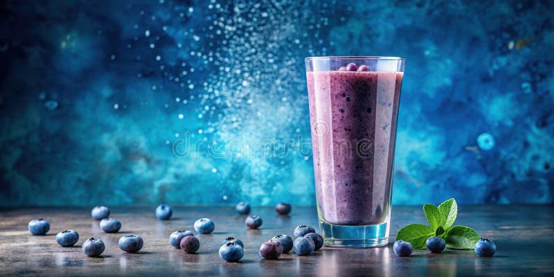 Erfrischende Heidelbeere im großen Glas mit frischen Beeren. Generative AI lizenzfreie abbildung