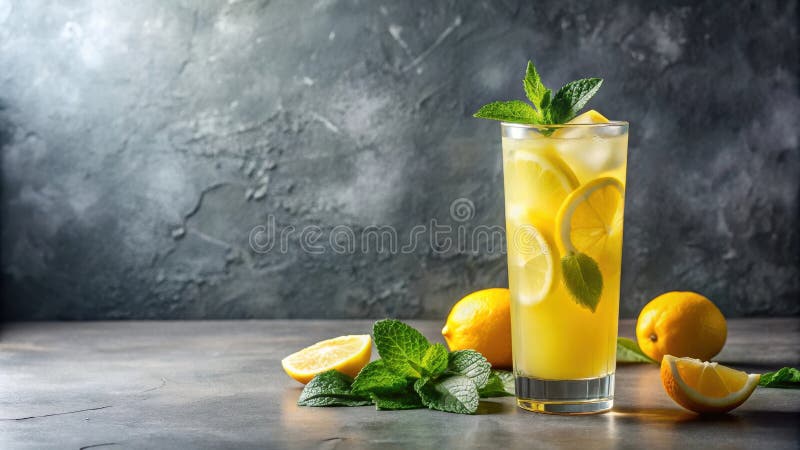 Erfrischende Zitronenmilzgetränke in Glas. Generative AI lizenzfreie abbildung