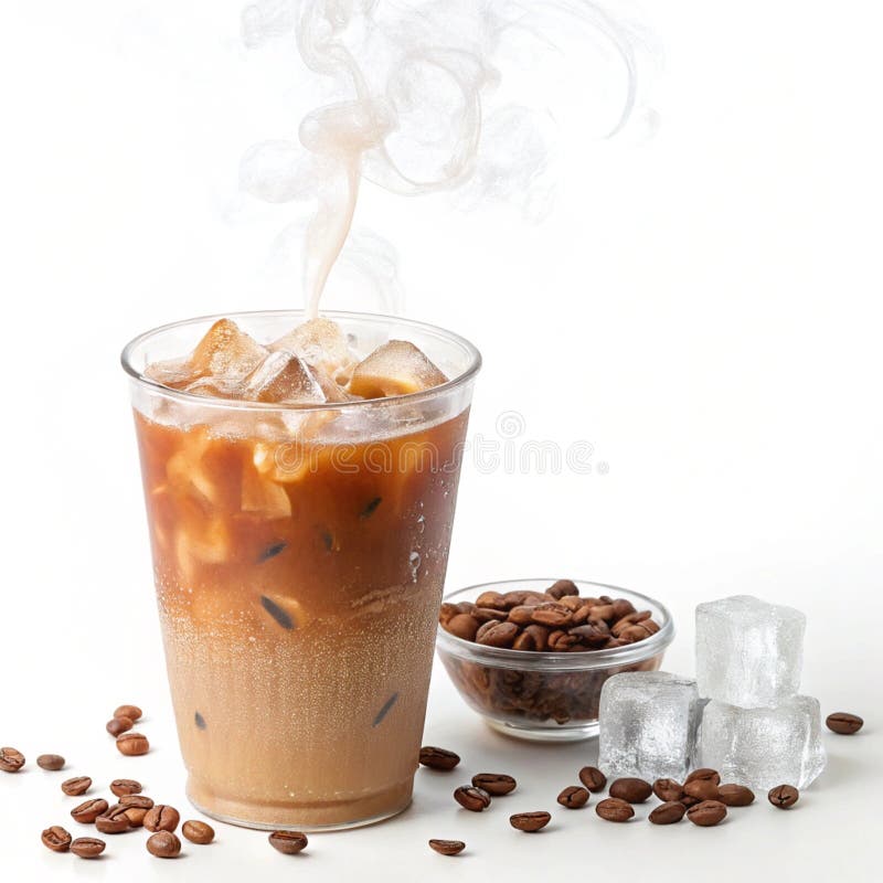 Erfrischender, auf weißem Hintergrund isolierter Eiskaffee lizenzfreie abbildung
