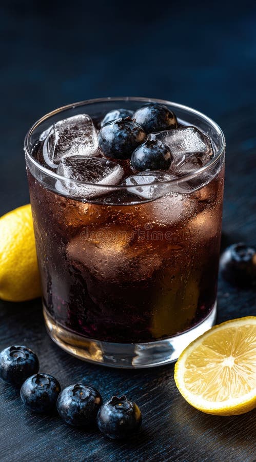 Erfrischender Blaubeercocktail mit Zitrone lizenzfreie abbildung