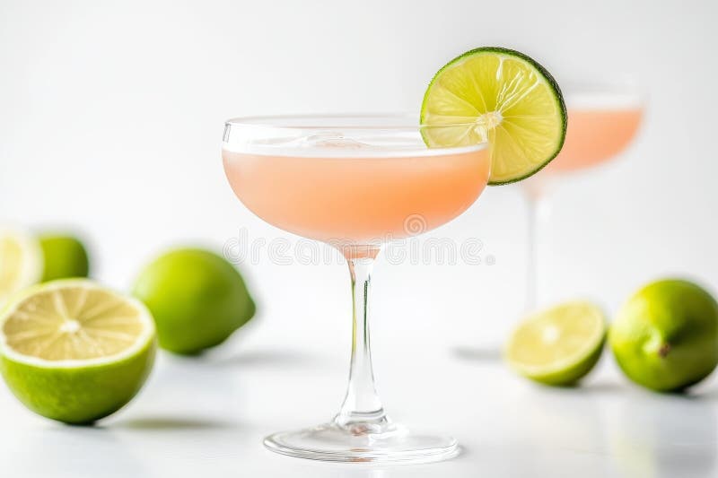Erfrischender Daiquiri Cocktail mit Kalkscheibe perfekt für eine Sommerparty oder einen entspannenden Abend vektor abbildung