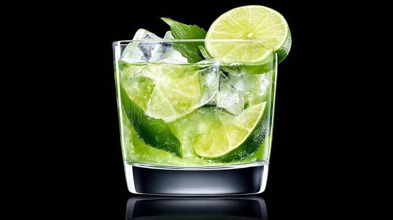 Erfrischender Limonadencocktail mit Eiswürfeln und Minzblättern in einem Glas vektor abbildung