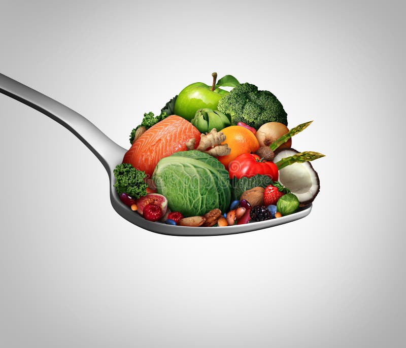 Ergänzungs-Vitamin-Biokost-Löffel vektor abbildung Ergänzungs-Vitamin-Biokost-Löffel vektor abbildung
