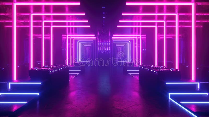 Erhöhen Sie Ihre Veranstaltung mit einem Neon DJ Stand, der Sie zu einer Neonutopie bringt lizenzfreies stockfoto