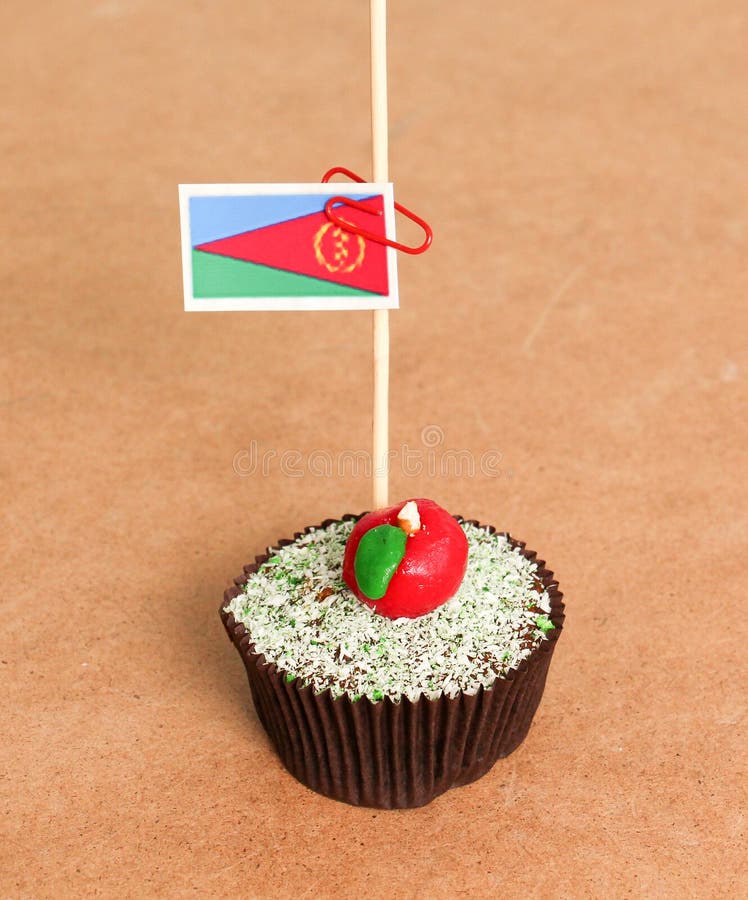 Eritrea flag on a apple cupcake stock images