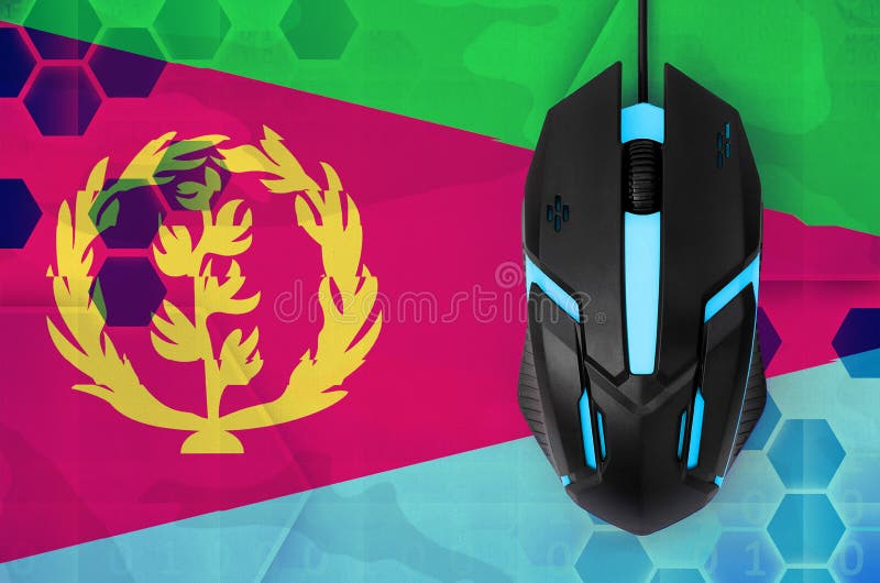 Eritrea flag and computer mouse. Concept of country representing e-sports team vector illustration