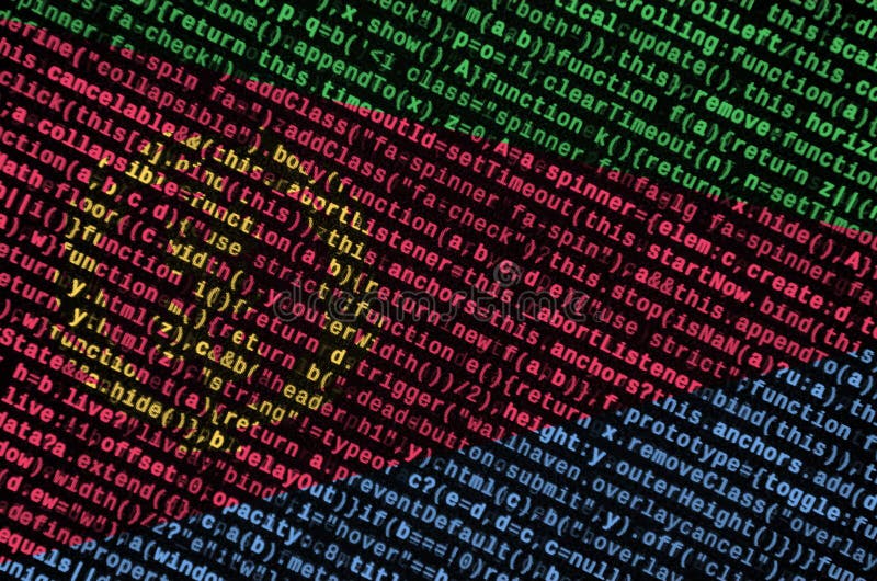 Eritrea flag is depicted on the screen with the program code. The concept of modern technology and site development vector illustration