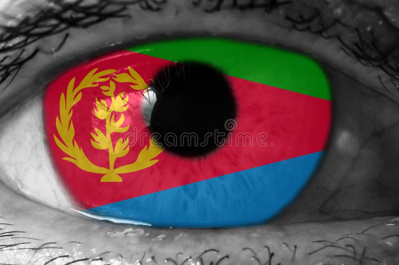 Eritrea flag in the eye royalty free stock photo