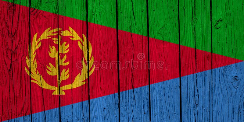 Eritrea Flag Over Wood Planks royalty free stock photo