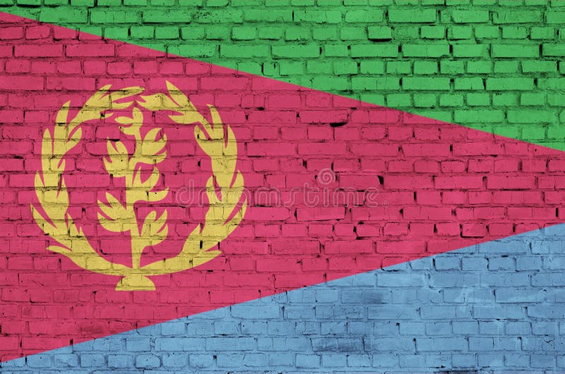 Eritrea flag is painted onto an old brick wall royalty free illustration