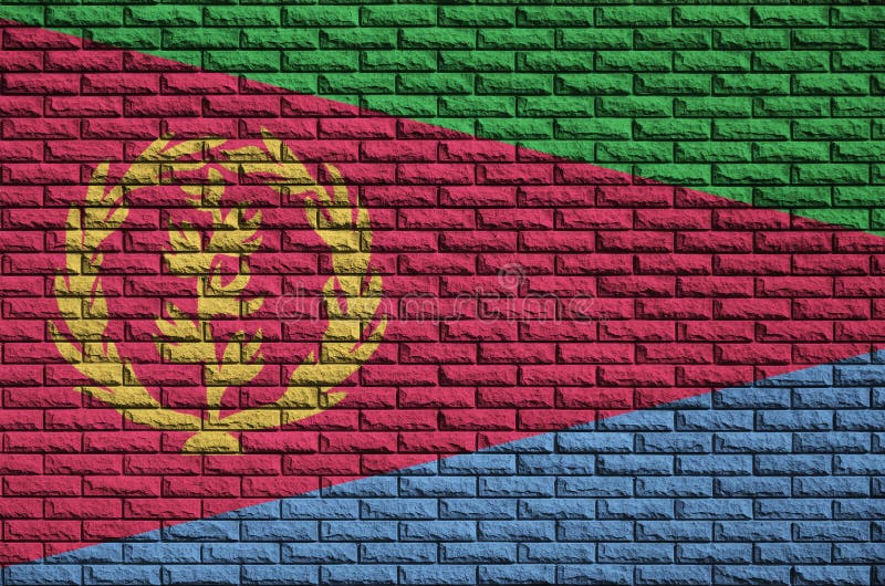 Eritrea flag is painted onto an old brick wall vector illustration