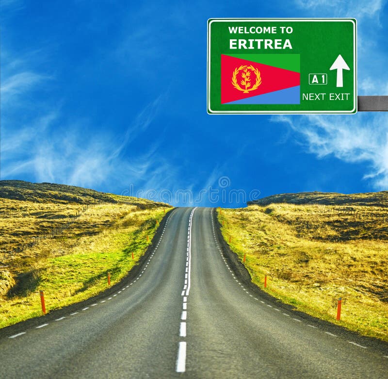  Eritrea  Road  Sign  Against Clear Blue Sky Stock Photo 