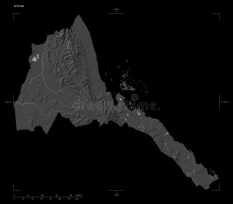 Eritrea shape on black. Bilevel vector illustration