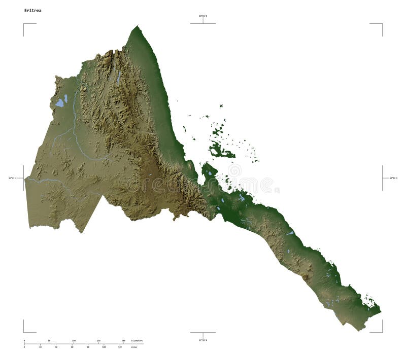 Eritrea shape on white. Pale vector illustration