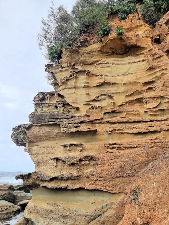 Eroded Coastal Cliff at Hargraves Beach Stock Image - Image of ...