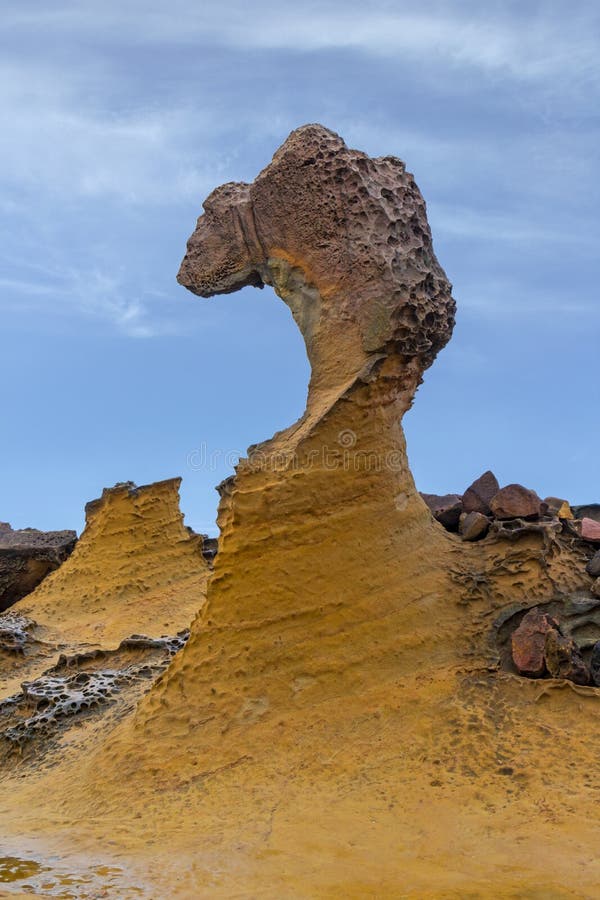 The eroded rock form was named as Queen Head, Yehliu Geopark, Taiwan stock photo The eroded rock form was named as Queen Head, Yehliu Geopark, Taiwan stock photo