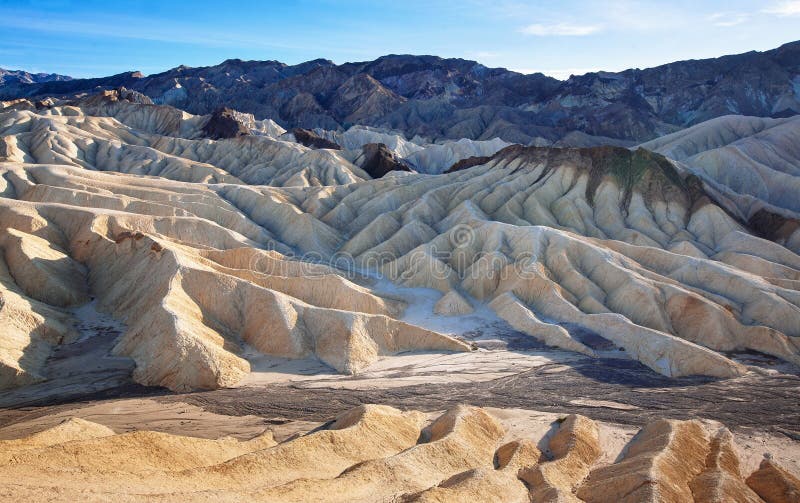 Eroderad geologi av Death Valley Zabriskie punkt