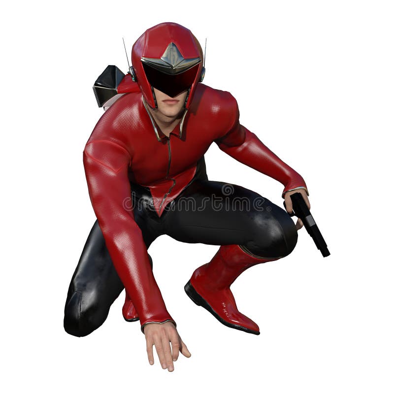 Eroe maschio della rappresentazione 3D su bianco illustrazione di stock