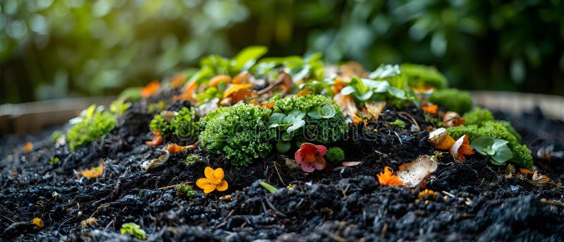 Eroi invisibili della decomposizione : uno sguardo minimalista alla vita dei compost. concimazione vita illustrazione di stock