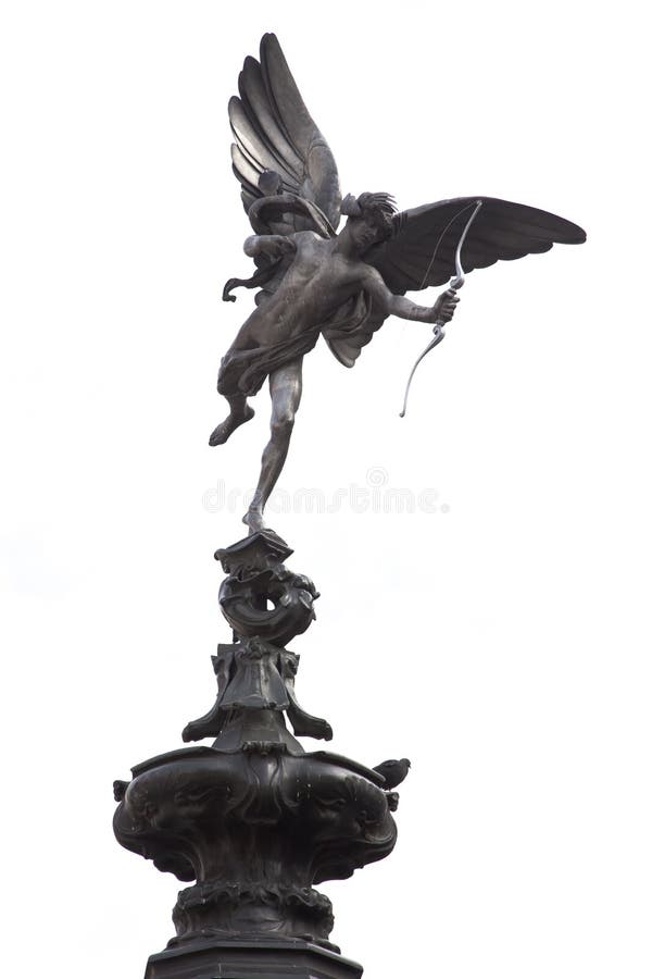 Isolated photograph of the Eros Statue in Piccadilly Circus London, England. Isolated photograph of the Eros Statue in Piccadilly Circus London, England