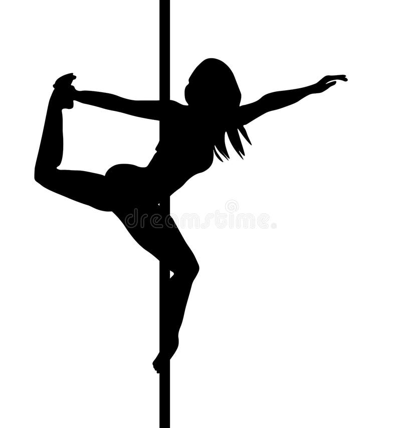 Girl in all black club pole dance