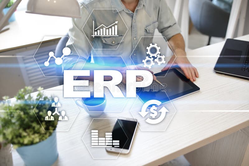 ERP - Enterprise Resource Planning Corporate System Concept on Virtual ...